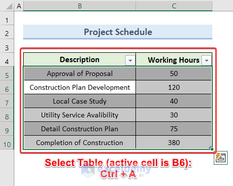 Keyboard Shortcut to Select Table when Active Cell is in the Table