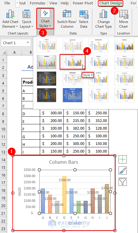 Using Style 6 from Chart Style in Excel