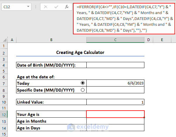 Ageing Formula in Excel for age in years, months and days format