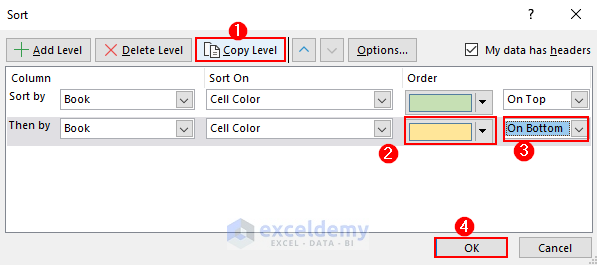 copy level and select appropriate inputs