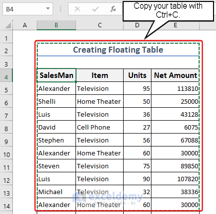 Copying a table