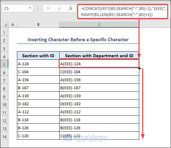 Insert Character Before a Specific Character