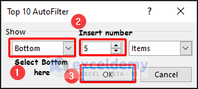 Inserting number of lowest values