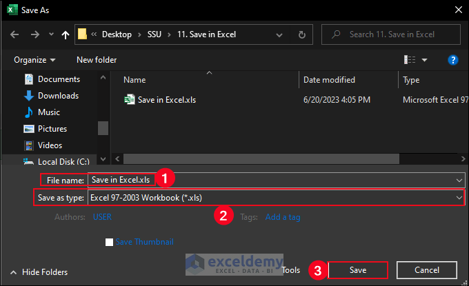 19-Save Excel file as xls extension