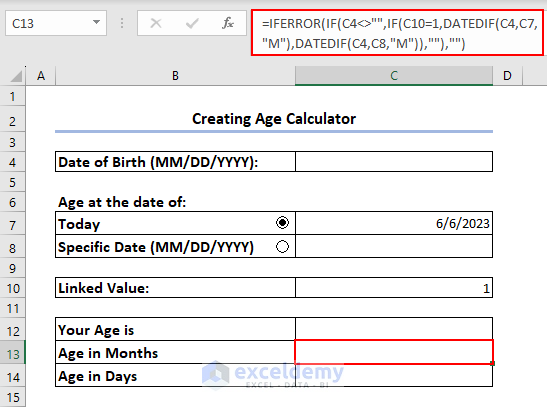 Ageing formula for age in months