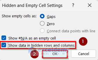 Hidden and Empty Cell Settings box
