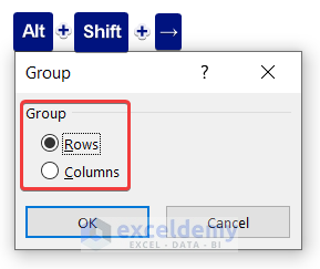 Keyboard Shortcut to Group Rows or Columns (with rows/columns selected)