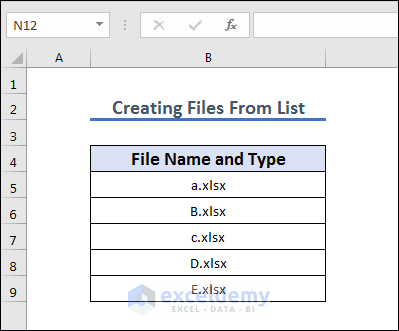Excel file name list to create separate files