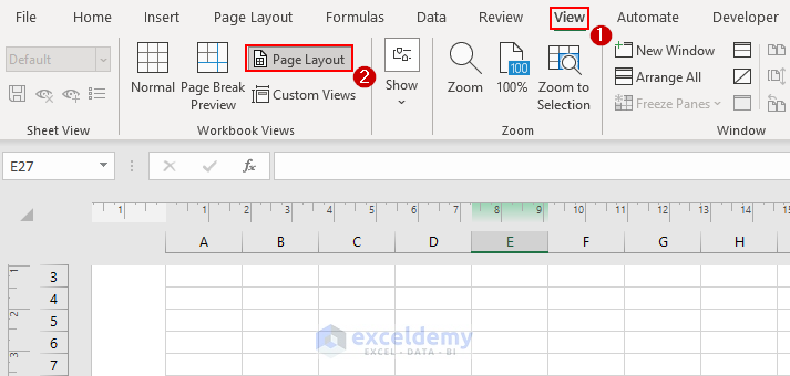 Change page layout to create graph paper in Excel