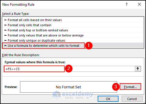 2- Editing New Formatting Rule dialog box