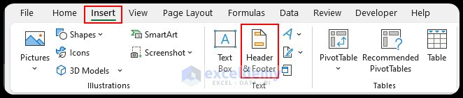 Header Footer in Excel