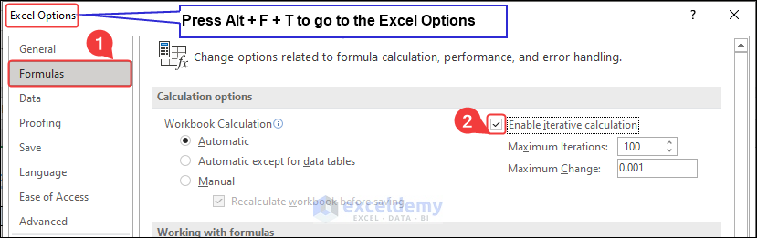 Go to Excel options