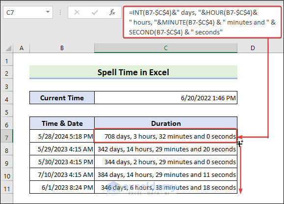 Spell Time in Excel