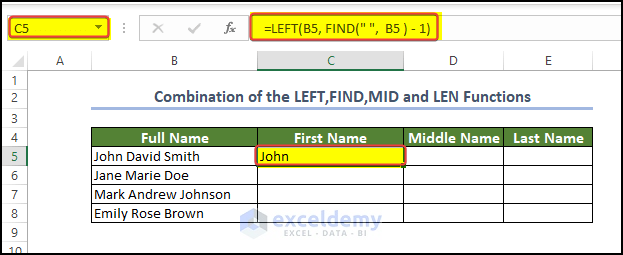 use thefleft and find function to split the text in the column