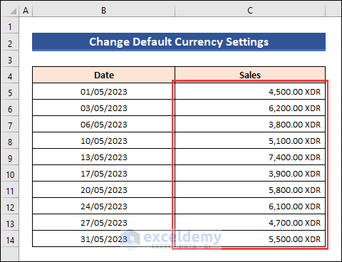 Change Deafault Currency Settings