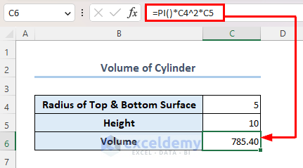 Calculating volume of cylinder