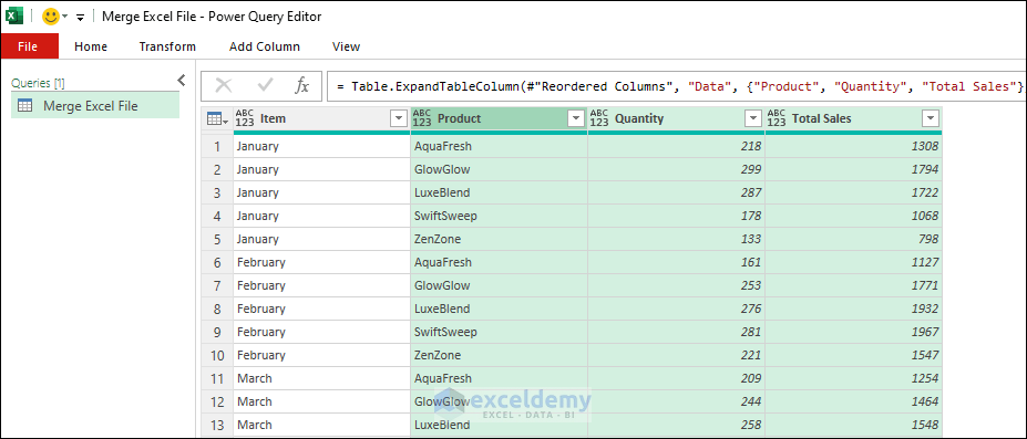 Table in Power Query Editor