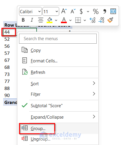 Grouping values