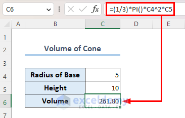 Calculating volume of cone