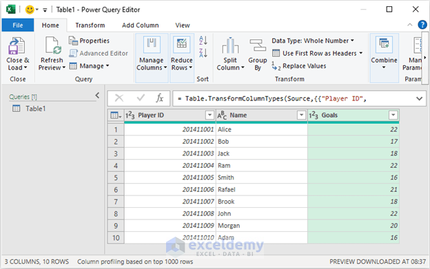 Transferring CSV file into Power Query