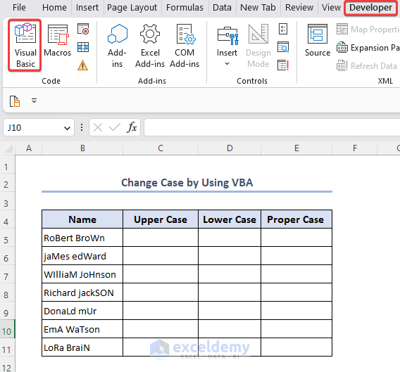 Insert visual basic in Excel