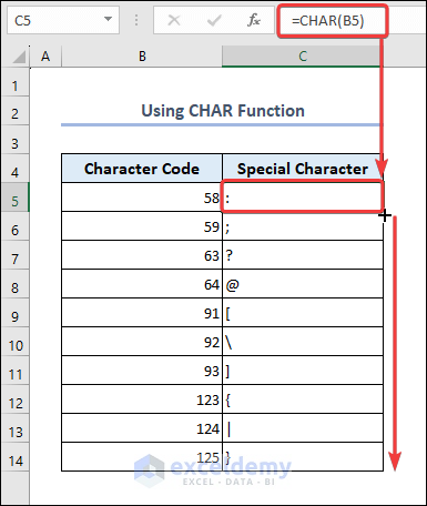 Use CHAR Function