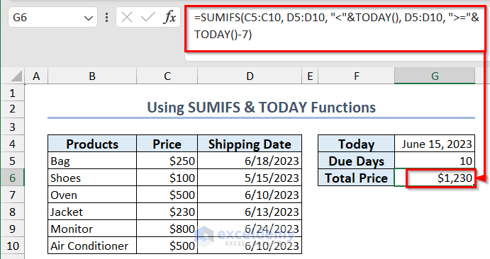 Sum Within Dynamic Range Based on Today's Date