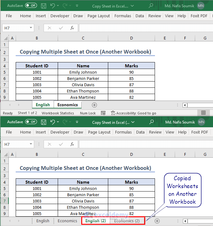 Multiple Sheets Copied (Another Workbook)