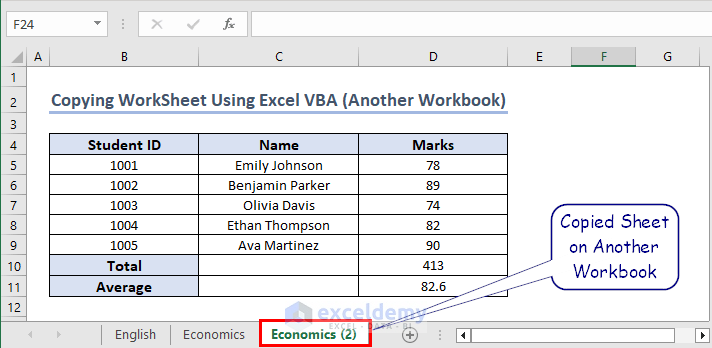 Sheet Copied Using Excel VBA in Another Workbook