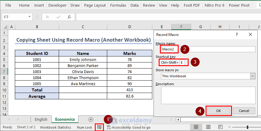 Assigning Copy Sheet Shortcuts for Record Macro (Another Workbook)