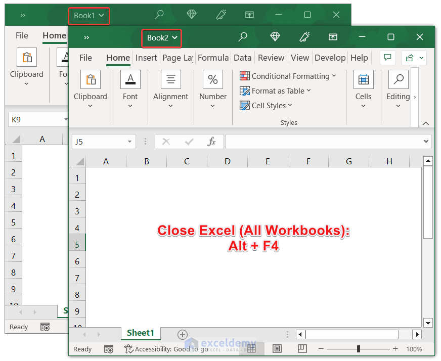 Keyboard Shortcut to Close Excel