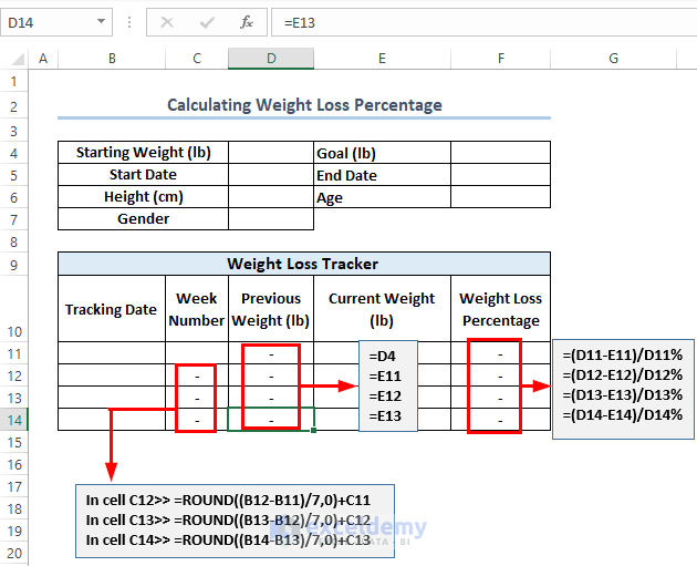 Formulas for Weight Loss Percentage