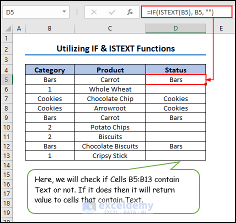 3- utilizing IF & ISTEXT functions to check if cell contains text
