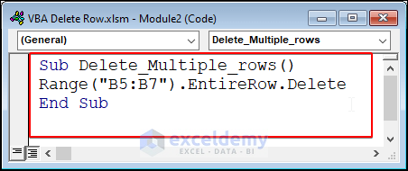 Code for Deleting Multiple Rows
