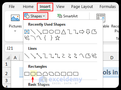 Inserting Rounded Rectangle from Excel Drawing Tools