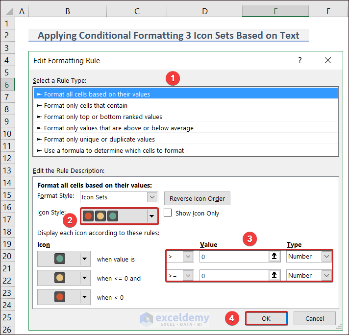 Applying Conditional Formatting 3 Icon Sets