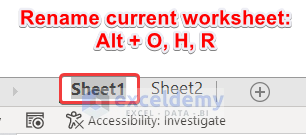 Keyboard Shortcut to Rename Current Worksheet