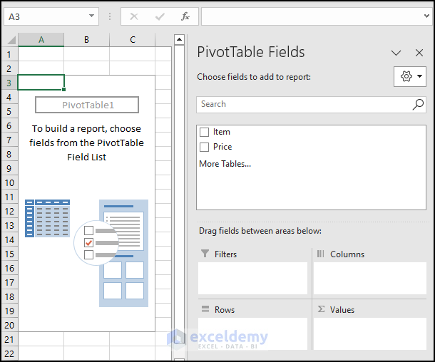 33- taken to a new worksheet to create pivot table for shop A