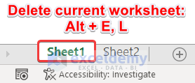 Keyboard Shortcut to Delete Current Worksheet