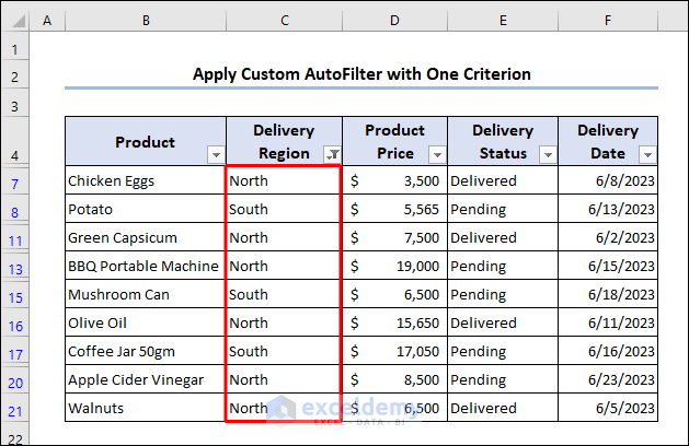 Custom AutoFilter with single criterion output