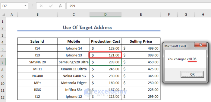 Showing Msgbox when the target address cell value changes