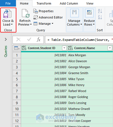 Combined Data Appears in Power Query Editor