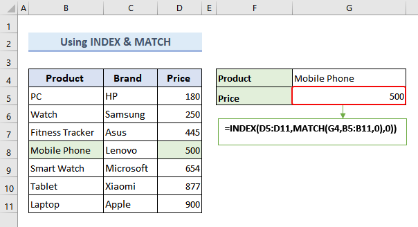  INDEX and MATCH function Together to Find Particular Value