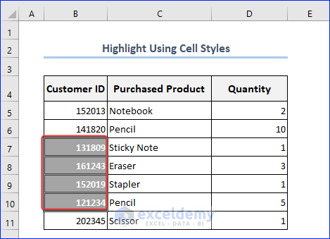 Applying Cell Styles to Highlight Text in Excel
