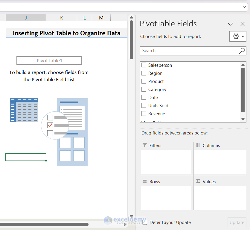 Pivot Table Fields on the Right Corner