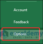 Select Options from menu