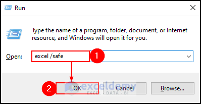 typing excel /safe in Open text box