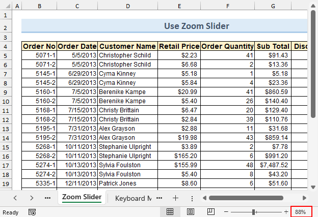 Output of Custom Zooming Slider