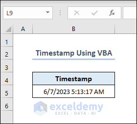 Timestamp using VBA
