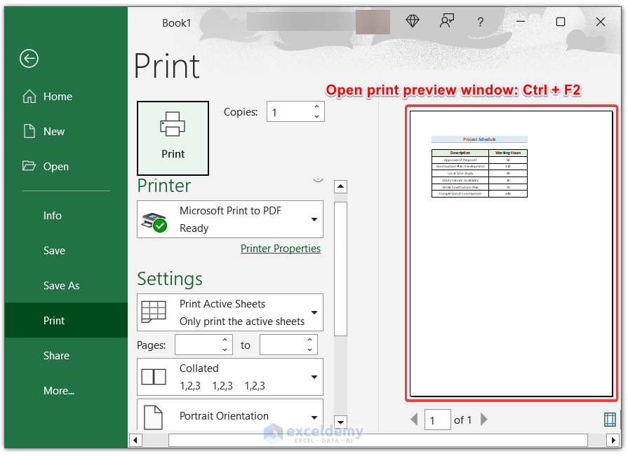 Keyboard Shortcut to Open Print Preview Window